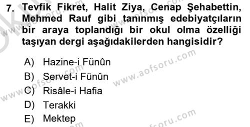 Türk Basın Tarihi Dersi 2023 - 2024 Yılı Yaz Okulu Sınavı 7. Soru