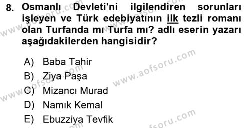 Türk Basın Tarihi Dersi 2023 - 2024 Yılı Yaz Okulu Sınavı 8. Soru