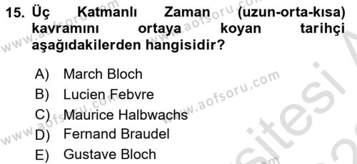 Tarih Felsefesi Dersi 2022 - 2023 Yılı (Final) Dönem Sonu Sınavı 15. Soru