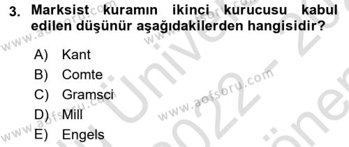 Tarih Felsefesi Dersi 2022 - 2023 Yılı (Final) Dönem Sonu Sınavı 3. Soru