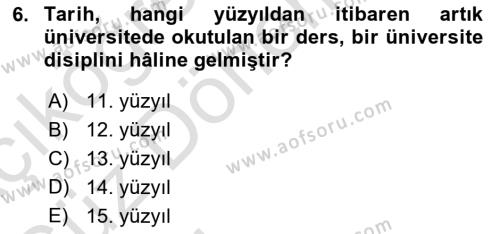 Tarih Felsefesi Dersi 2023 - 2024 Yılı (Vize) Ara Sınavı 6. Soru