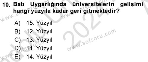 Tarih Felsefesi Dersi 2024 - 2025 Yılı (Vize) Ara Sınavı 10. Soru