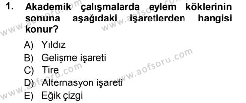 Türkçe Ses Bilgisi Dersi 2012 - 2013 Yılı (Vize) Ara Sınavı 1. Soru