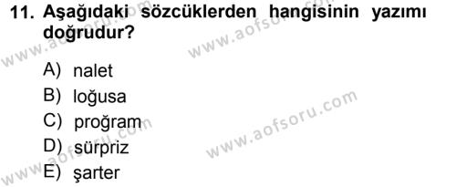Türkçe Ses Bilgisi Dersi 2012 - 2013 Yılı (Final) Dönem Sonu Sınavı 11. Soru