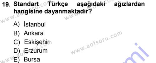 Türkçe Ses Bilgisi Dersi 2012 - 2013 Yılı (Final) Dönem Sonu Sınavı 19. Soru