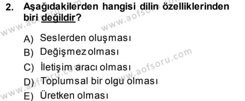 Türkçe Ses Bilgisi Dersi 2013 - 2014 Yılı (Vize) Ara Sınavı 2. Soru
