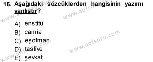 Türkçe Ses Bilgisi Dersi 2013 - 2014 Yılı (Final) Dönem Sonu Sınavı 16. Soru