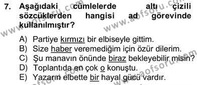 Türkçe Biçim Bilgisi Dersi 2012 - 2013 Yılı (Vize) Ara Sınavı 7. Soru