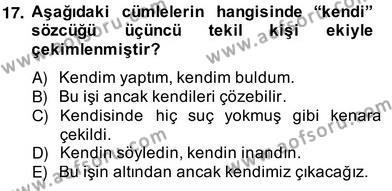 Türkçe Biçim Bilgisi Dersi 2013 - 2014 Yılı (Vize) Ara Sınavı 17. Soru