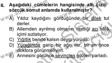 Türkçe Biçim Bilgisi Dersi 2013 - 2014 Yılı (Vize) Ara Sınavı 8. Soru