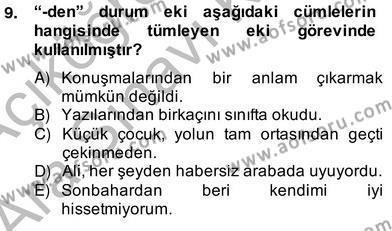 Türkçe Biçim Bilgisi Dersi 2013 - 2014 Yılı (Vize) Ara Sınavı 9. Soru
