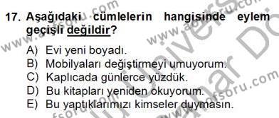 Türkçe Biçim Bilgisi Dersi 2013 - 2014 Yılı (Final) Dönem Sonu Sınavı 17. Soru
