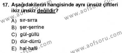 Osmanlı Türkçesine Giriş 1 Dersi 2012 - 2013 Yılı (Final) Dönem Sonu Sınavı 17. Soru