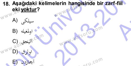Osmanlı Türkçesine Giriş 1 Dersi 2013 - 2014 Yılı (Vize) Ara Sınavı 18. Soru