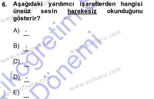 Osmanlı Türkçesine Giriş 1 Dersi 2013 - 2014 Yılı (Vize) Ara Sınavı 6. Soru