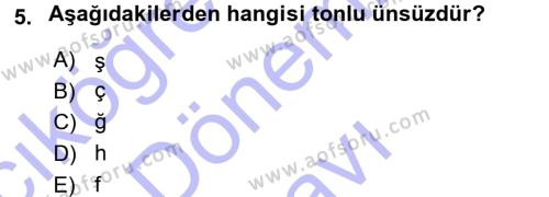 Osmanlı Türkçesine Giriş 1 Dersi 2015 - 2016 Yılı (Final) Dönem Sonu Sınavı 5. Soru