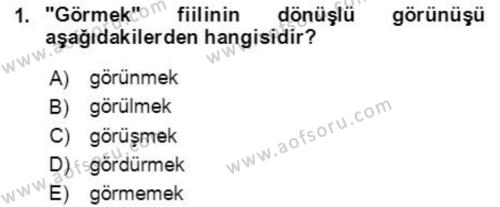 Osmanlı Türkçesine Giriş 2 Dersi 2021 - 2022 Yılı (Vize) Ara Sınavı 1. Soru