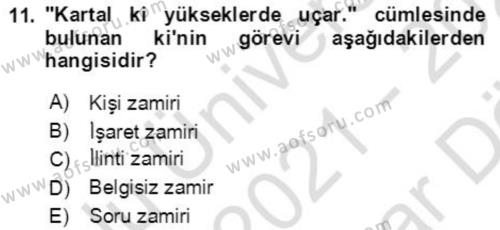 Osmanlı Türkçesine Giriş 2 Dersi 2021 - 2022 Yılı (Vize) Ara Sınavı 11. Soru