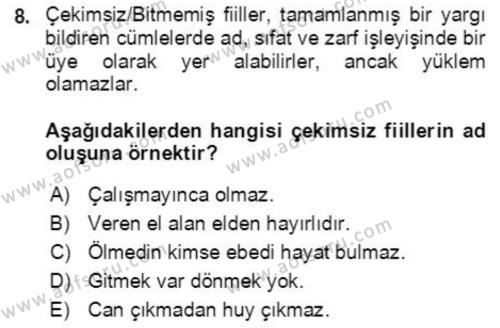 Osmanlı Türkçesine Giriş 2 Dersi 2021 - 2022 Yılı (Vize) Ara Sınavı 8. Soru