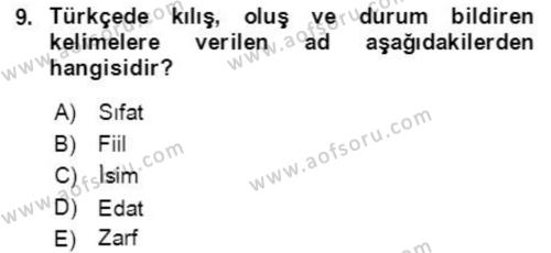 Osmanlı Türkçesine Giriş 2 Dersi 2021 - 2022 Yılı (Vize) Ara Sınavı 9. Soru