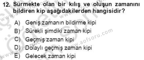 Osmanlı Türkçesine Giriş 2 Dersi 2021 - 2022 Yılı (Final) Dönem Sonu Sınavı 12. Soru