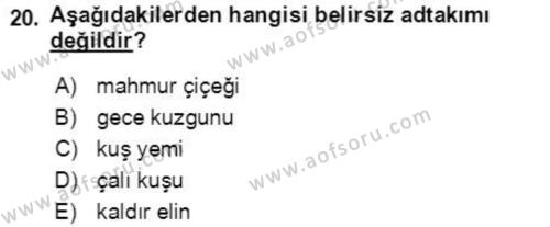 Osmanlı Türkçesine Giriş 2 Dersi 2021 - 2022 Yılı (Final) Dönem Sonu Sınavı 20. Soru