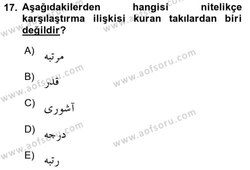 Osmanlı Türkçesine Giriş 2 Dersi 2022 - 2023 Yılı Yaz Okulu Sınavı 17. Soru