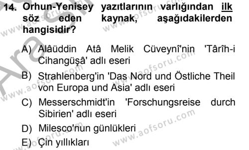 Orhon Türkçesi Dersi 2012 - 2013 Yılı (Vize) Ara Sınavı 14. Soru