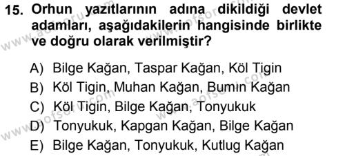 Orhon Türkçesi Dersi 2012 - 2013 Yılı (Vize) Ara Sınavı 15. Soru