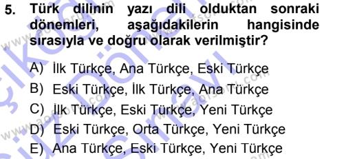 Orhon Türkçesi Dersi 2012 - 2013 Yılı (Final) Dönem Sonu Sınavı 5. Soru