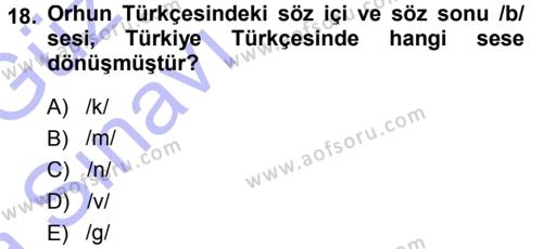 Orhon Türkçesi Dersi 2013 - 2014 Yılı (Vize) Ara Sınavı 18. Soru