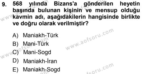 Orhon Türkçesi Dersi 2013 - 2014 Yılı (Vize) Ara Sınavı 9. Soru