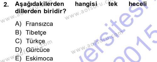 Orhon Türkçesi Dersi 2014 - 2015 Yılı (Vize) Ara Sınavı 2. Soru
