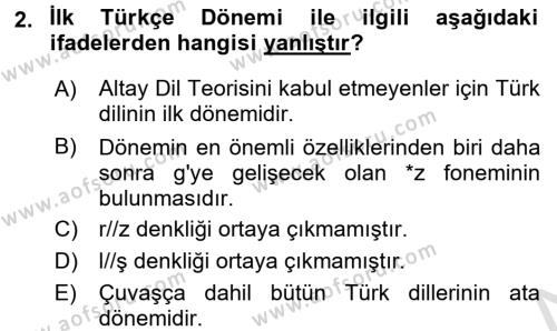 Orhon Türkçesi Dersi 2016 - 2017 Yılı (Vize) Ara Sınavı 2. Soru