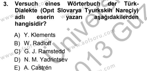 Orhun Türkçesi Dersi 2012 - 2013 Yılı (Vize) Ara Sınavı 3. Soru