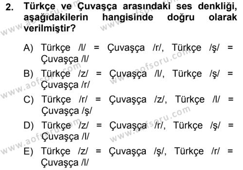 Orhun Türkçesi Dersi 2013 - 2014 Yılı (Final) Dönem Sonu Sınavı 2. Soru