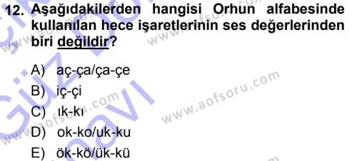 Orhun Türkçesi Dersi 2014 - 2015 Yılı (Vize) Ara Sınavı 12. Soru