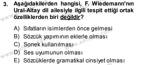 Orhun Türkçesi Dersi 2014 - 2015 Yılı (Vize) Ara Sınavı 3. Soru