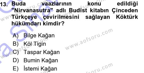 Orhun Türkçesi Dersi 2015 - 2016 Yılı (Vize) Ara Sınavı 13. Soru