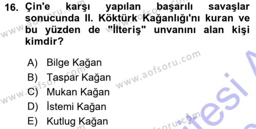 Orhun Türkçesi Dersi 2015 - 2016 Yılı (Vize) Ara Sınavı 16. Soru