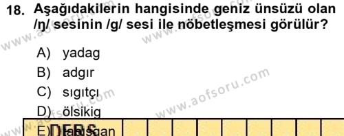 Orhun Türkçesi Dersi 2015 - 2016 Yılı (Vize) Ara Sınavı 18. Soru