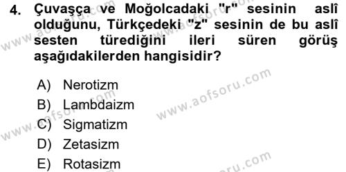 Orhun Türkçesi Dersi 2015 - 2016 Yılı (Vize) Ara Sınavı 4. Soru