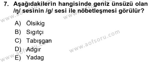 Orhun Türkçesi Dersi 2017 - 2018 Yılı (Final) Dönem Sonu Sınavı 7. Soru