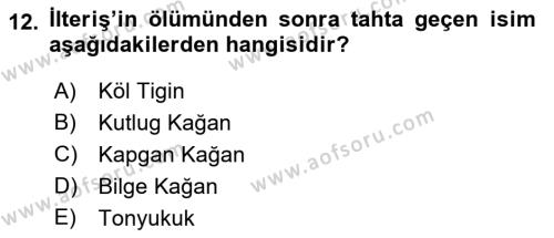 Orhun Türkçesi Dersi 2018 - 2019 Yılı (Vize) Ara Sınavı 12. Soru