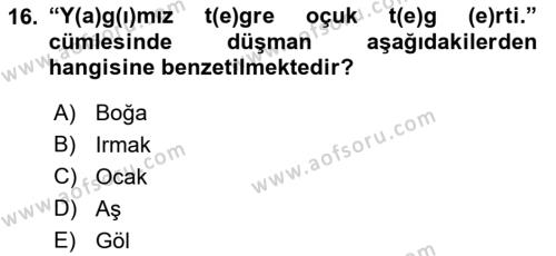 Orhun Türkçesi Dersi 2018 - 2019 Yılı (Final) Dönem Sonu Sınavı 16. Soru