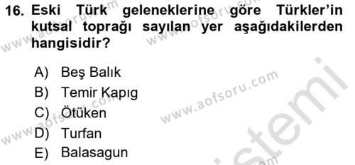 Orhun Türkçesi Dersi 2019 - 2020 Yılı (Vize) Ara Sınavı 16. Soru