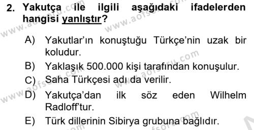 Orhun Türkçesi Dersi 2019 - 2020 Yılı (Vize) Ara Sınavı 2. Soru