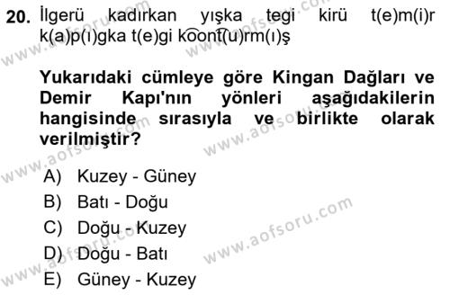 Orhun Türkçesi Dersi 2019 - 2020 Yılı (Final) Dönem Sonu Sınavı 20. Soru