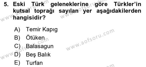 Orhun Türkçesi Dersi 2020 - 2021 Yılı Yaz Okulu Sınavı 5. Soru