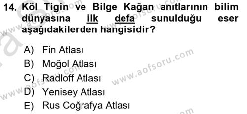 Orhun Türkçesi Dersi 2021 - 2022 Yılı (Vize) Ara Sınavı 14. Soru